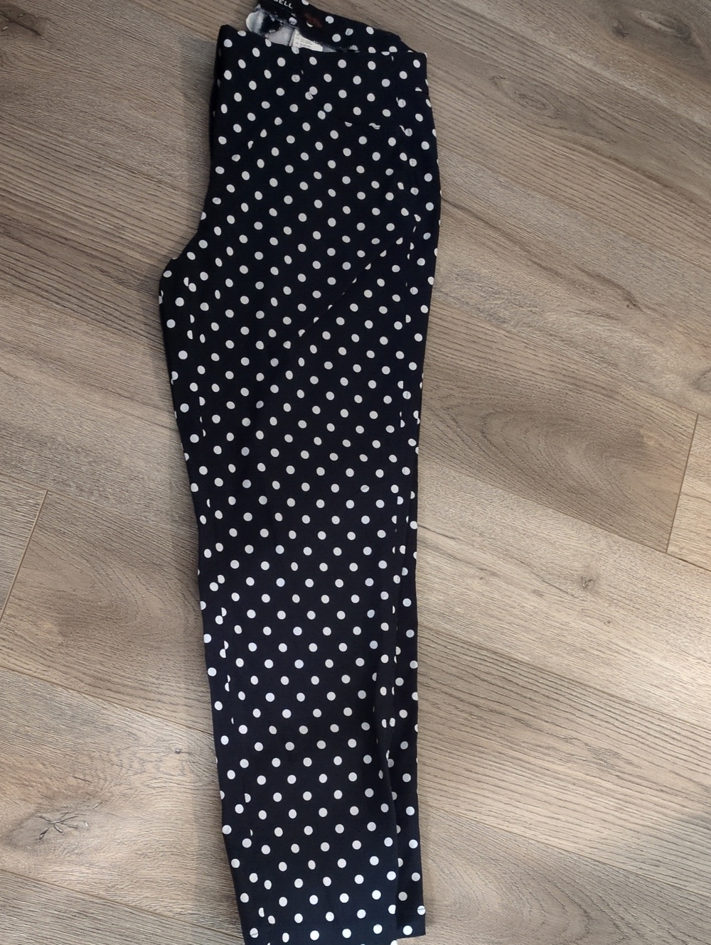 Robell Navy and White Polka Dot Straight Leg Pants